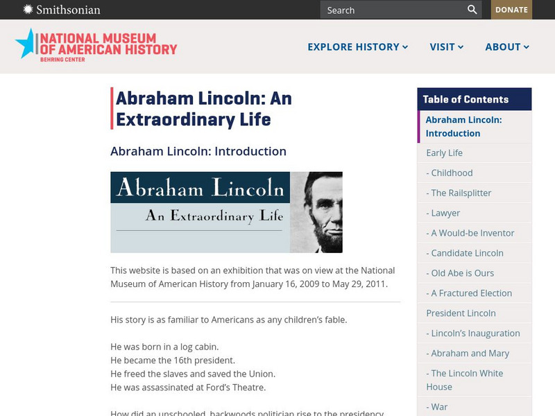 National Museum of American History: Abraham Lincoln: An Extraordinary Life Website National Museum of American History: Abraham Lincoln: An Extraordinary Life Website