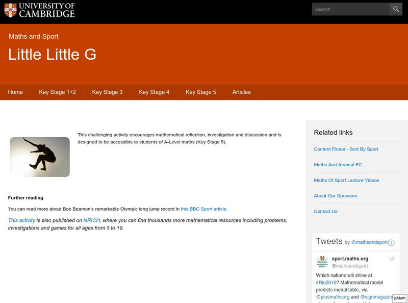 University of Cambridge: Maths and Sports: Little Little G Activity University of Cambridge: Maths and Sports: Little Little G Activity