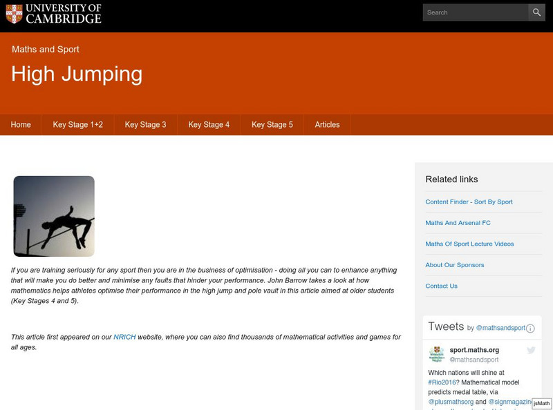 University of Cambridge: Maths and Sports: High Jumping Activity University of Cambridge: Maths and Sports: High Jumping Activity
