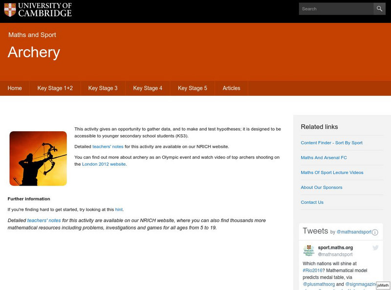 University of Cambridge: Maths and Sports: Archery Activity University of Cambridge: Maths and Sports: Archery Activity