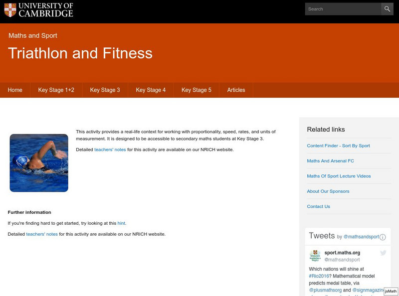 University of Cambridge: Maths and Sports: Triathlon and Fitness Activity University of Cambridge: Maths and Sports: Triathlon and Fitness Activity