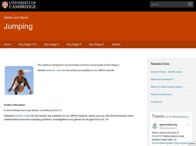 University of Cambridge: Maths and Sports: Jumping Activity University of Cambridge: Maths and Sports: Jumping Activity