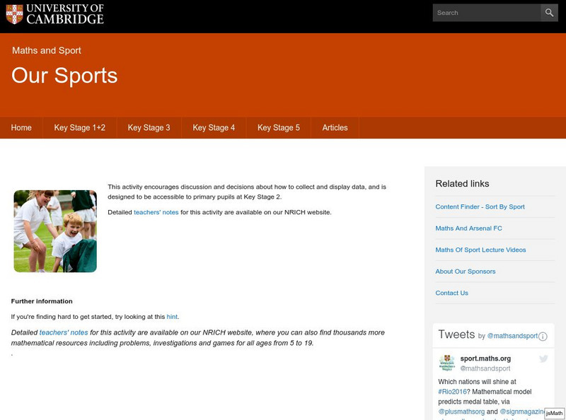 University of Cambridge: Maths and Sports: Our Sports Activity University of Cambridge: Maths and Sports: Our Sports Activity