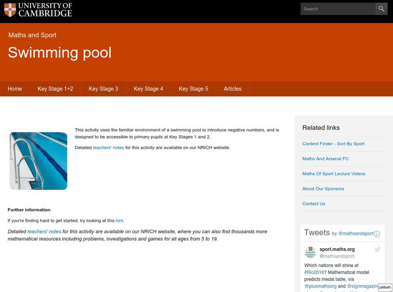 University of Cambridge: Maths and Sports: Swimming Pool Activity University of Cambridge: Maths and Sports: Swimming Pool Activity