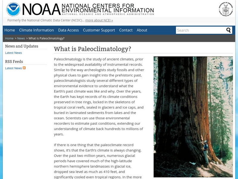 Noaa: What Is Paleoclimatology? Handout Noaa: What Is Paleoclimatology? Handout
