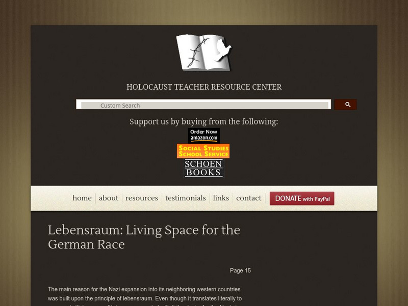 Lebensraum: Living Space for the German Race Website Lebensraum: Living Space for the German Race Website