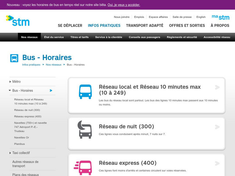 Stcum: Sommaire Autobus Website