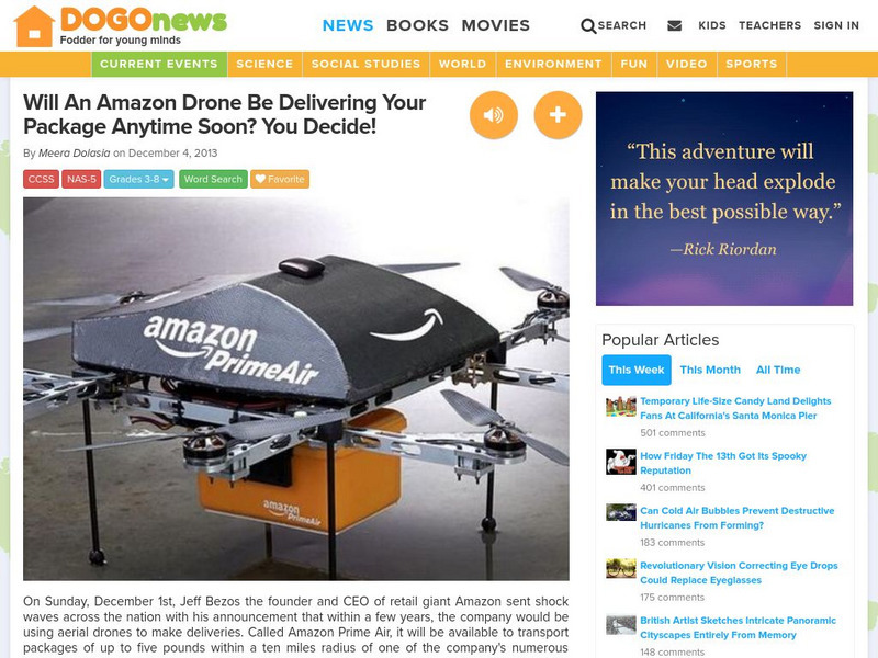 Dogo News: Week of 12 9 13: Will an Amazon Drone Be Delivering Your Package? Article Dogo News: Week of 12 9 13: Will an Amazon Drone Be Delivering Your Package? Article