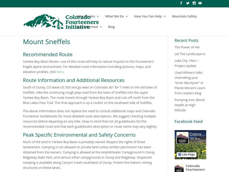 Colorado 14ers Initiative: Peaks: San Juan Mountains: Mount Sneffels Website Colorado 14ers Initiative: Peaks: San Juan Mountains: Mount Sneffels Website