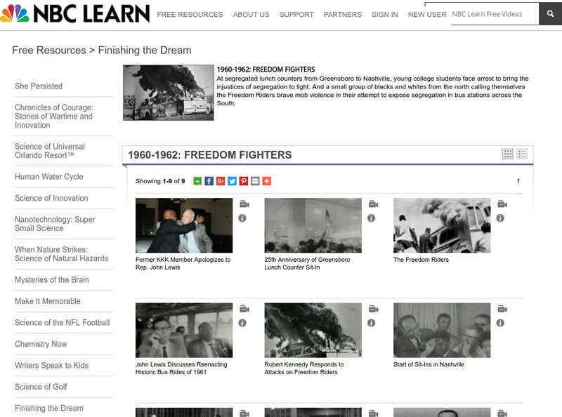 Nbc Learn: Finishing the Dream: 1960 1962: Freedom Fighters Primary Nbc Learn: Finishing the Dream: 1960 1962: Freedom Fighters Primary