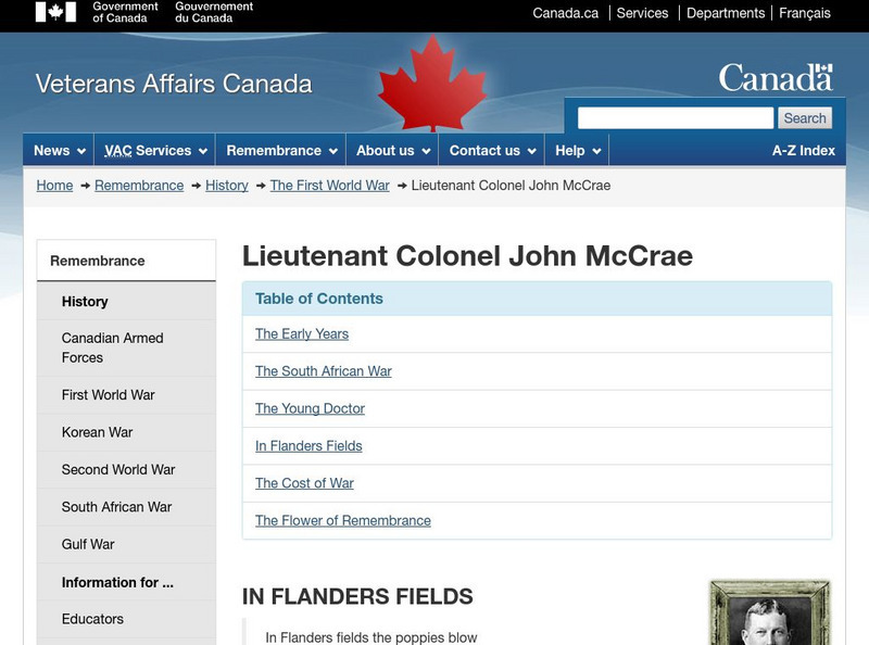 Lieutenant Colonel John Mc Crae Website Lieutenant Colonel John Mc Crae Website