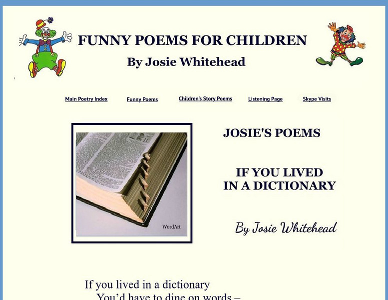 Josie's Poems: "If You Lived in a Dictionary" Primary