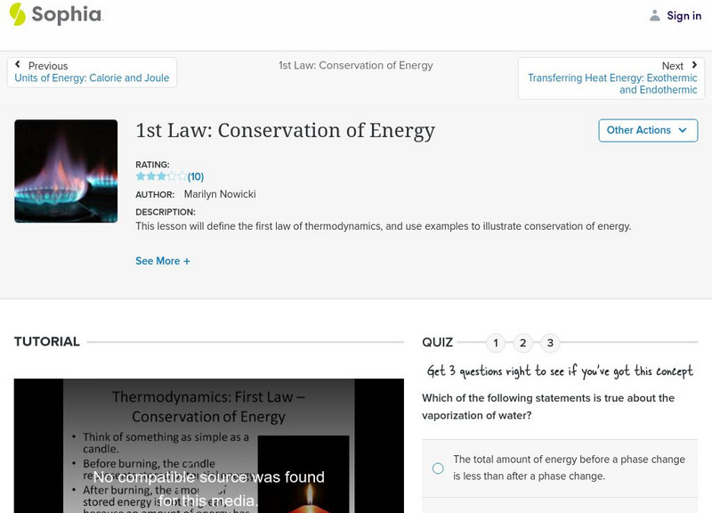 Sophia: 1st Law: Conservation of Energy Instructional Video Sophia: 1st Law: Conservation of Energy Instructional Video