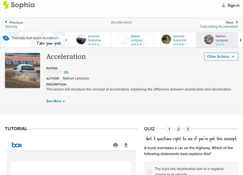 Sophia: Acceleration: Lesson 10 PPT Sophia: Acceleration: Lesson 10 PPT