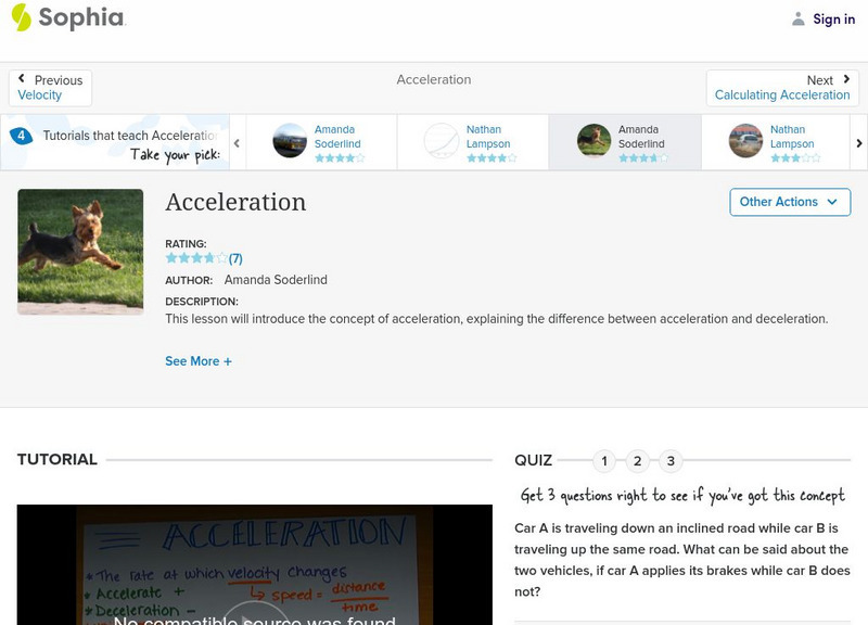 Sophia: Acceleration: Lesson 7 Instructional Video Sophia: Acceleration: Lesson 7 Instructional Video