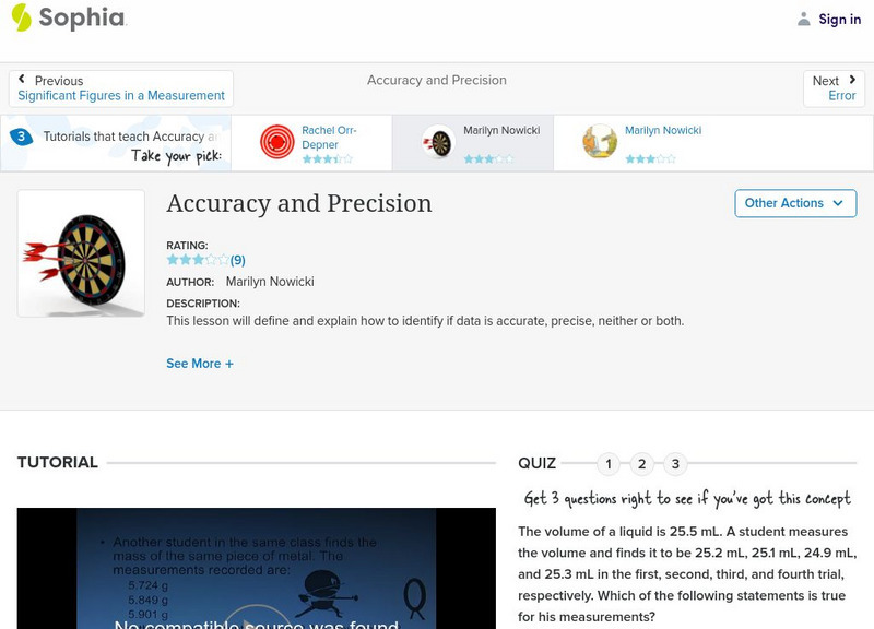 Sophia: Accuracy and Precision: Lesson 8 Instructional Video