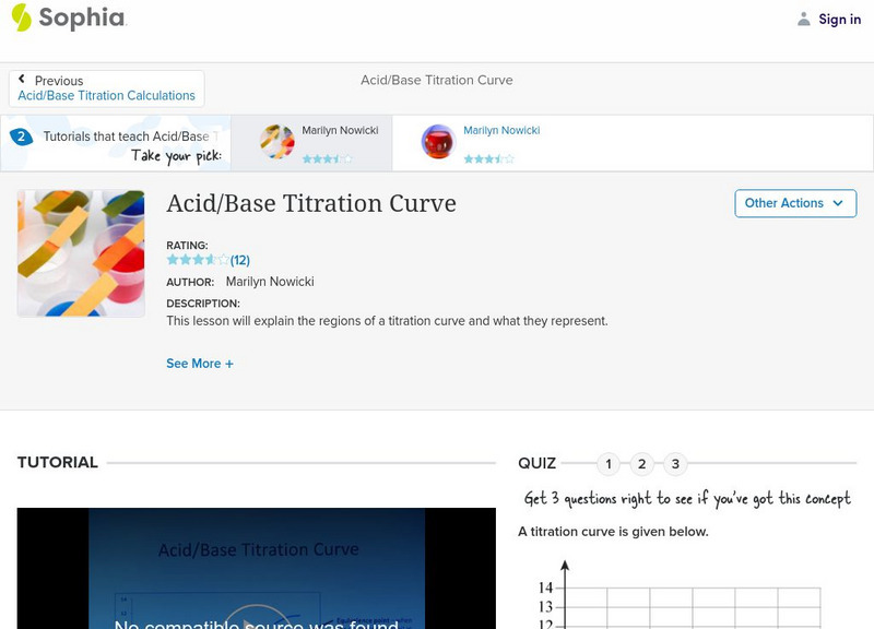 Sophia: Acid/base Titration Curve: Lesson 2 Instructional Video