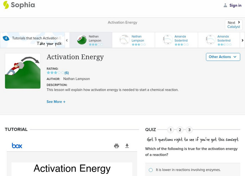 Sophia: Activation Energy: Lesson 4 PPT
