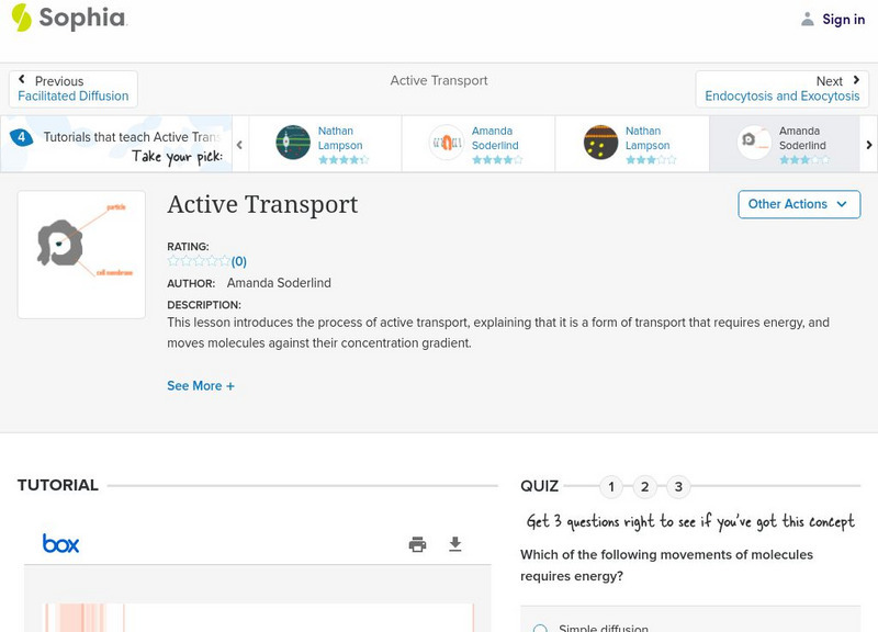 Sophia: Active Transport: Lesson 1 PPT Sophia: Active Transport: Lesson 1 PPT