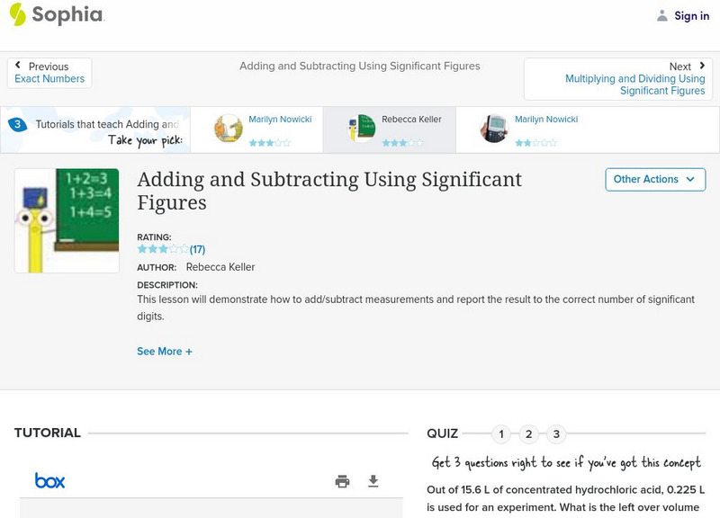 Sophia: Adding and Subtracting Using Significant Figures: Lesson 2 PPT Sophia: Adding and Subtracting Using Significant Figures: Lesson 2 PPT