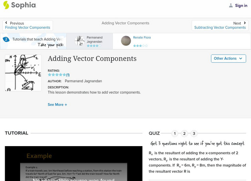 Sophia: Adding Vector Components: Lesson 1 Instructional Video