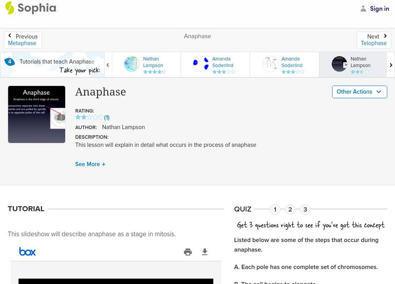 Sophia: Anaphase: Lesson 1 PPT Sophia: Anaphase: Lesson 1 PPT