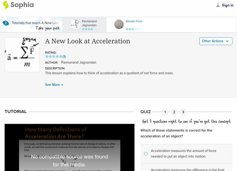Sophia: A New Look at Acceleration: Lesson 1 Instructional Video Sophia: A New Look at Acceleration: Lesson 1 Instructional Video