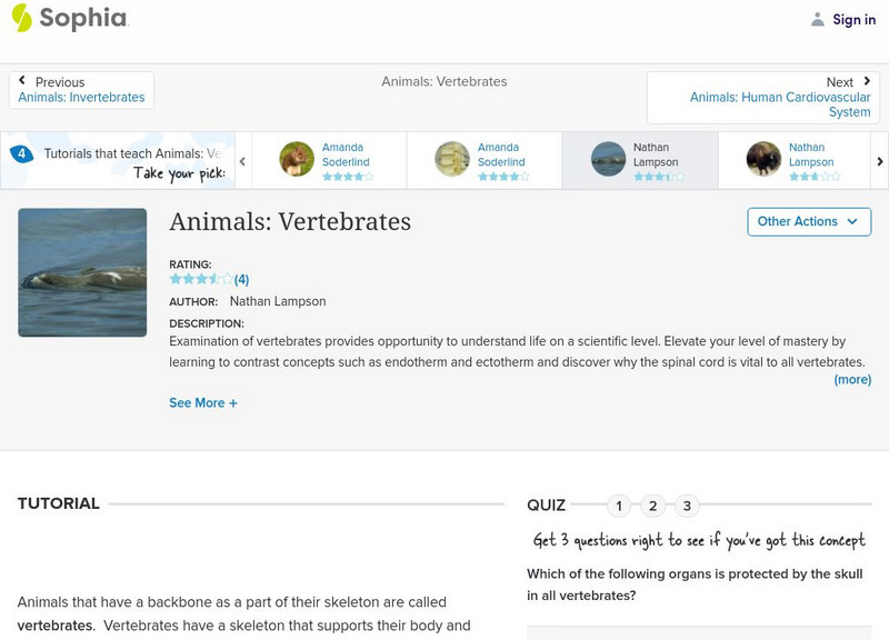 Sophia: Animals: Vertebrates: Lesson 2 Unit Plan