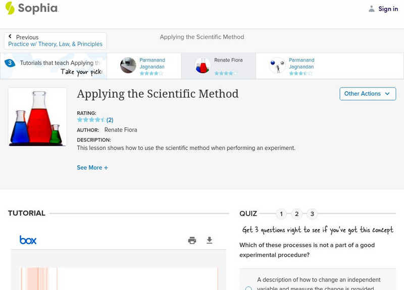 Sophia: Applying the Scientific Method: Lesson 2 PPT Sophia: Applying the Scientific Method: Lesson 2 PPT