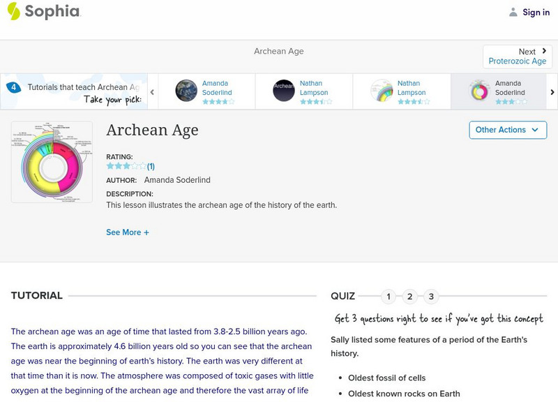 Sophia: Archean Age: Lesson 3 Unit Plan