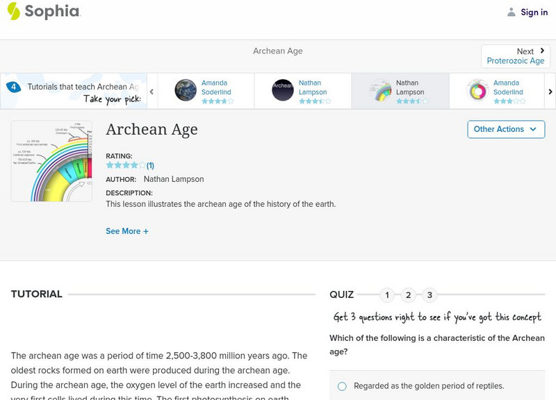 Sophia: Archean Age: Lesson 4 Unit Plan