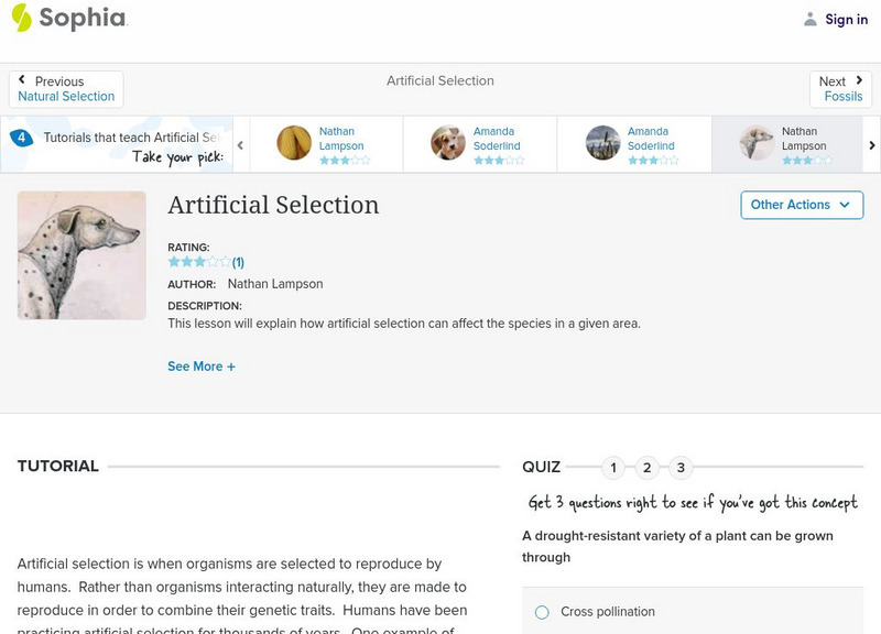 Sophia: Artificial Selection: Lesson 4 Unit Plan Sophia: Artificial Selection: Lesson 4 Unit Plan