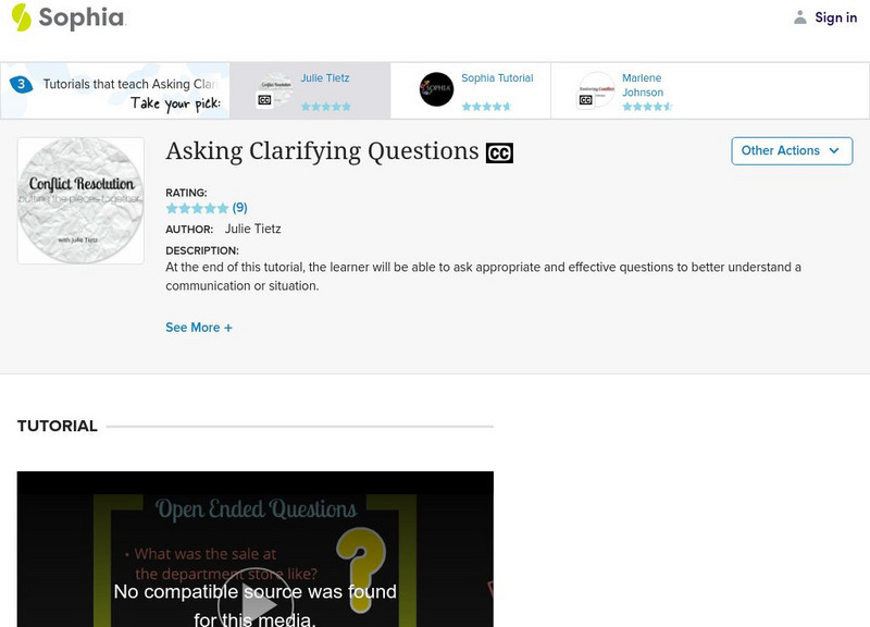 Sophia: Asking Clarifying Questions: Lesson 1 Unit Plan Sophia: Asking Clarifying Questions: Lesson 1 Unit Plan