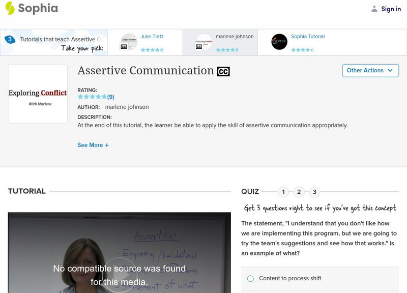 Sophia: Assertive Communication: Lesson 3 Instructional Video