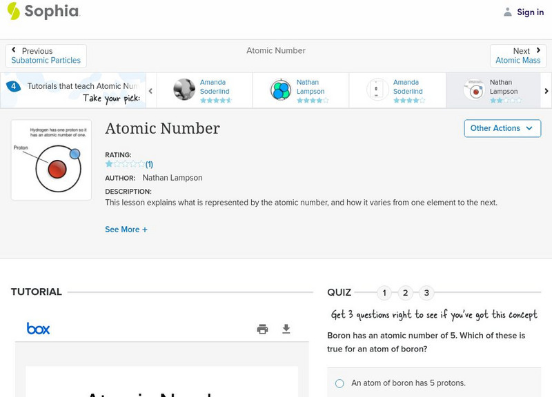 Sophia: Atomic Number: Lesson 6 PPT Sophia: Atomic Number: Lesson 6 PPT