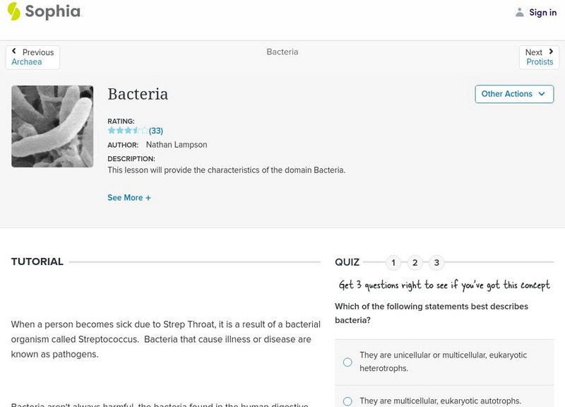 Sophia: Bacteria Handout Sophia: Bacteria Handout