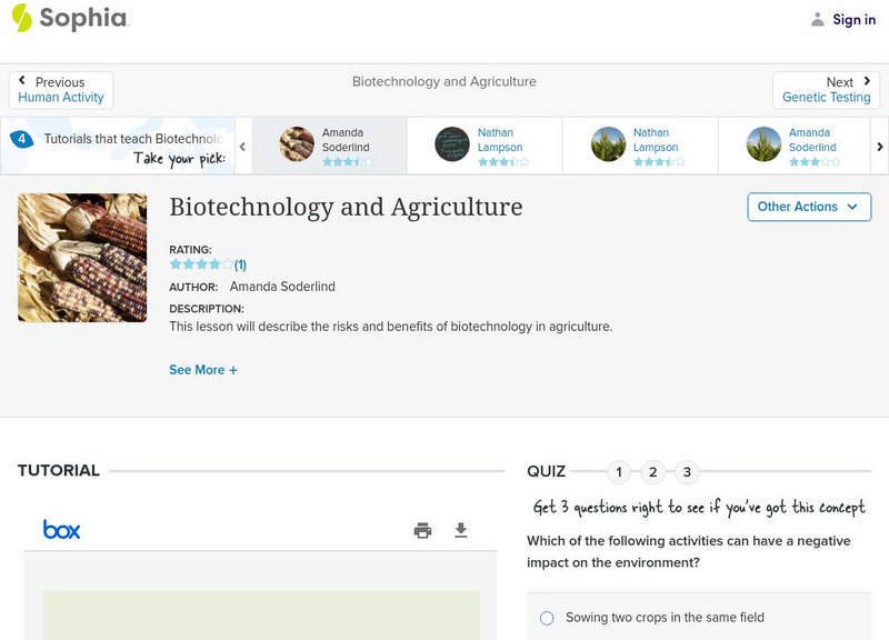 Sophia: Biotechnology and Agriculture: Lesson 2 PPT Sophia: Biotechnology and Agriculture: Lesson 2 PPT
