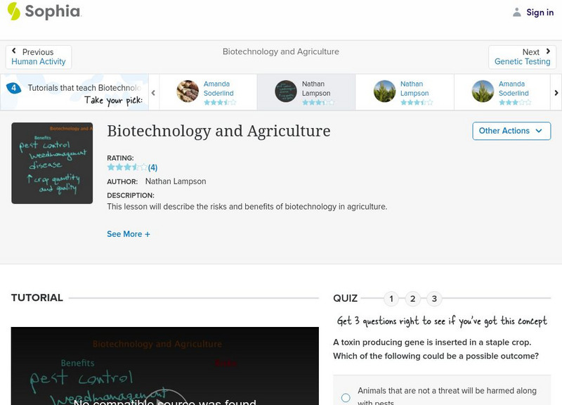 Sophia: Biotechnology and Agriculture: Lesson 1 Instructional Video