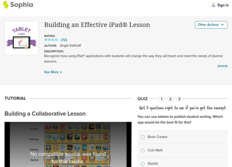 Sophia: Building an Effective I Pad Lesson Unit Plan Sophia: Building an Effective I Pad Lesson Unit Plan