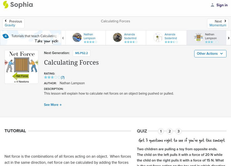 Sophia: Calculating Forces: Lesson 2 Unit Plan Sophia: Calculating Forces: Lesson 2 Unit Plan