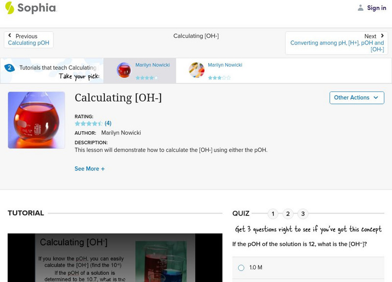 Sophia: Calculating [Oh ]: Lesson 1 Instructional Video