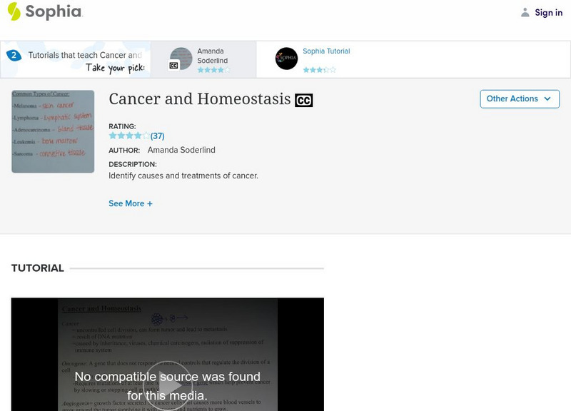 Sophia: Cancer and Homeostasis: Lesson 1 Instructional Video Sophia: Cancer and Homeostasis: Lesson 1 Instructional Video