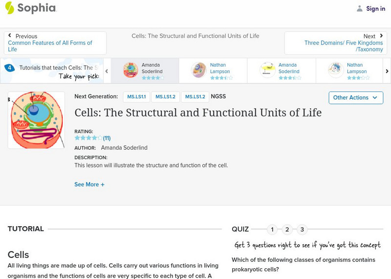 Sophia: Cells: The Structural and Functional Units of Life: Lesson 4 Unit Plan Sophia: Cells: The Structural and Functional Units of Life: Lesson 4 Unit Plan