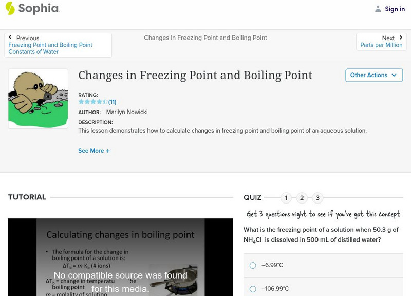 Sophia: Changes in Freezing Point and Boiling Point Instructional Video