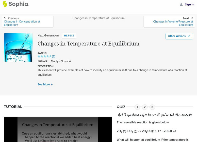 Sophia: Changes in Temperature at Equilibrium Instructional Video Sophia: Changes in Temperature at Equilibrium Instructional Video