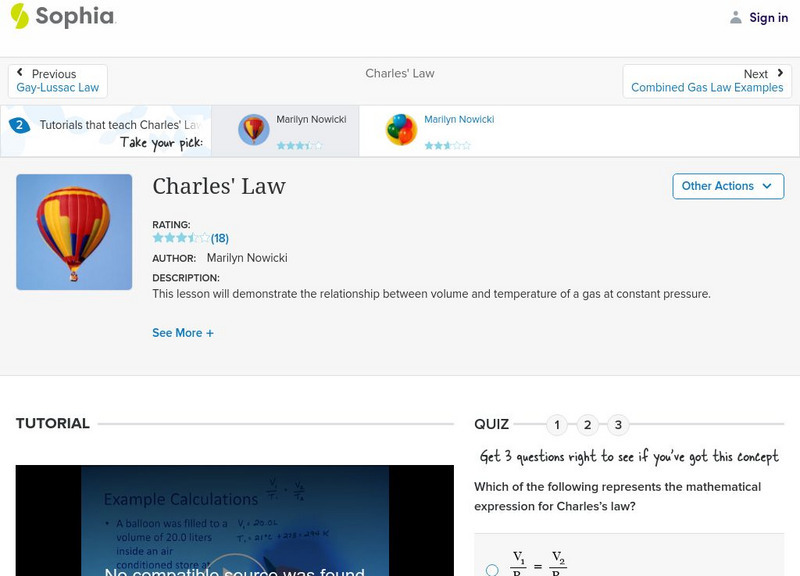 Sophia: Charles' Law: Lesson 2 Instructional Video