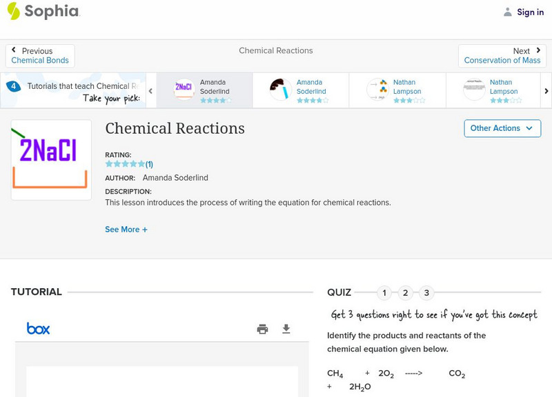 Sophia: Chemical Reactions: Lesson 7 PPT