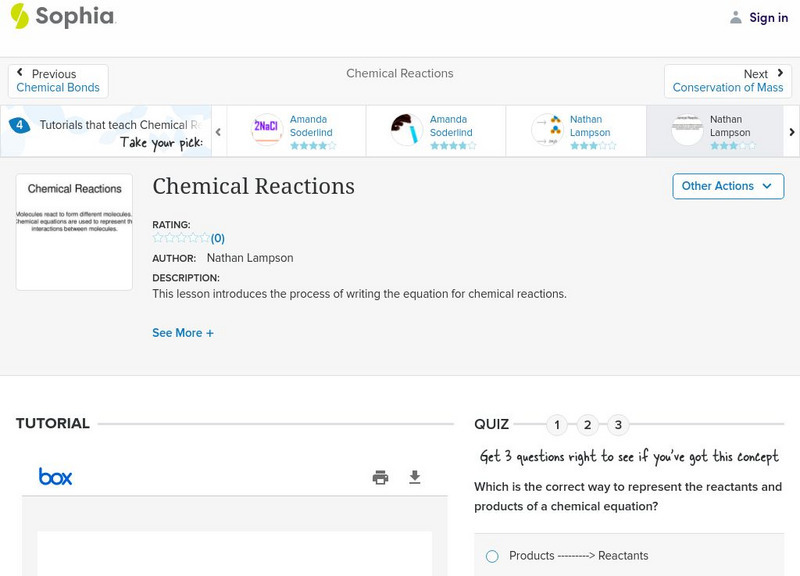 Sophia: Chemical Reactions: Lesson 8 PPT