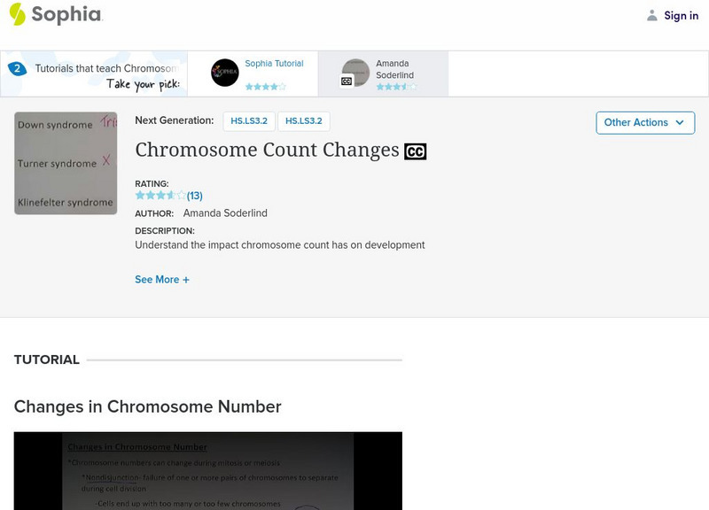 Sophia: Changes in Chromosome Number: Lesson 2 Instructional Video