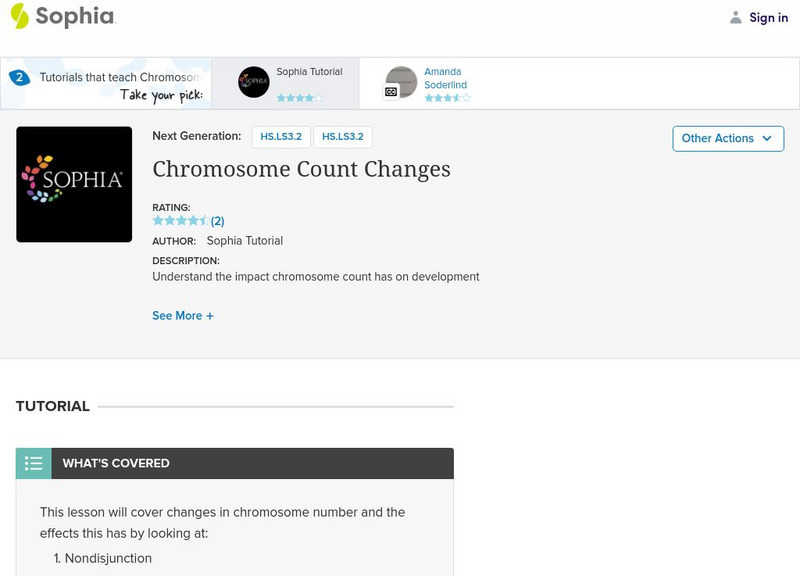 Sophia: Changes in Chromosome Number: Lesson 3 Instructional Video